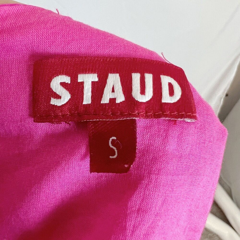 Staud Calypso Cutout Maxi Dress O Ring Neon Pink Summer Dress Size S - Picture 7 of 8